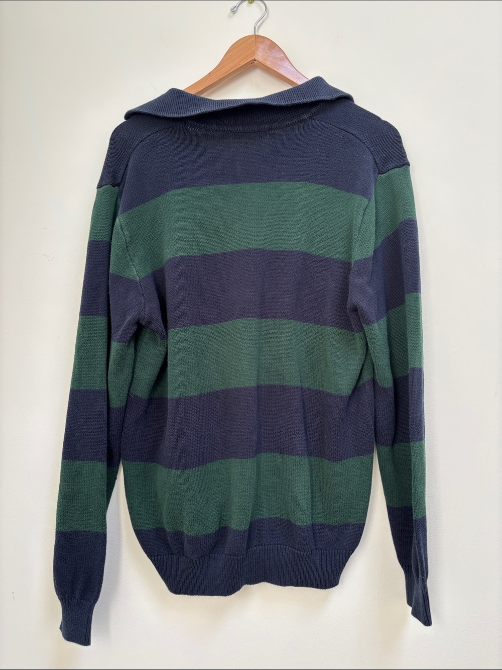 Brandy Melville Navy & Forest Green Striped V-Neck Sweater - Picture 5 of 7